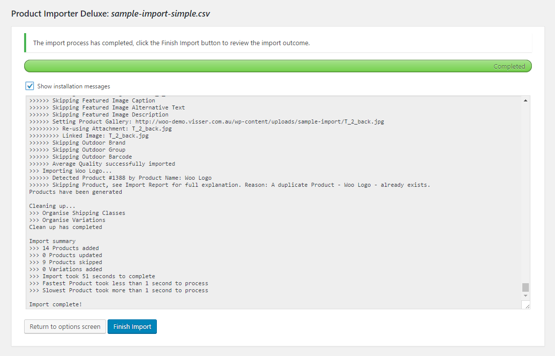 WooCommerce excel import