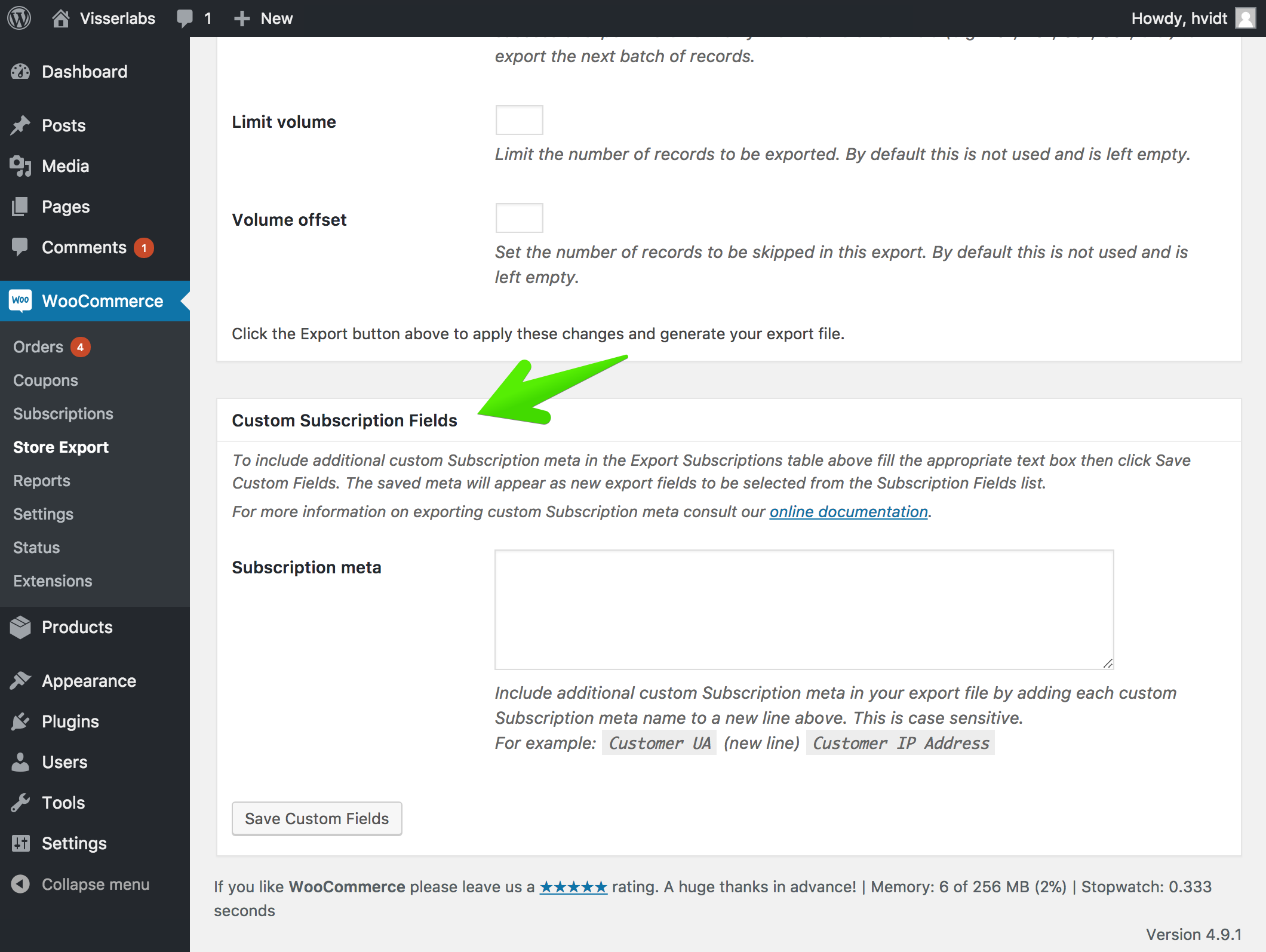 Export custom subscription meta fields WooCommerce